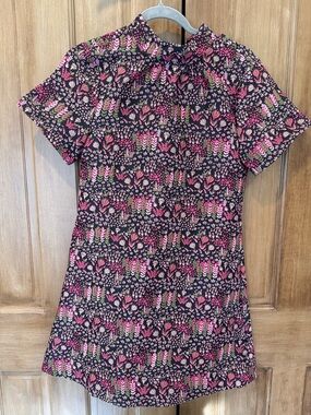 THML Floral Tie Neck Dress XS NWT Black Pink Boho Boutique